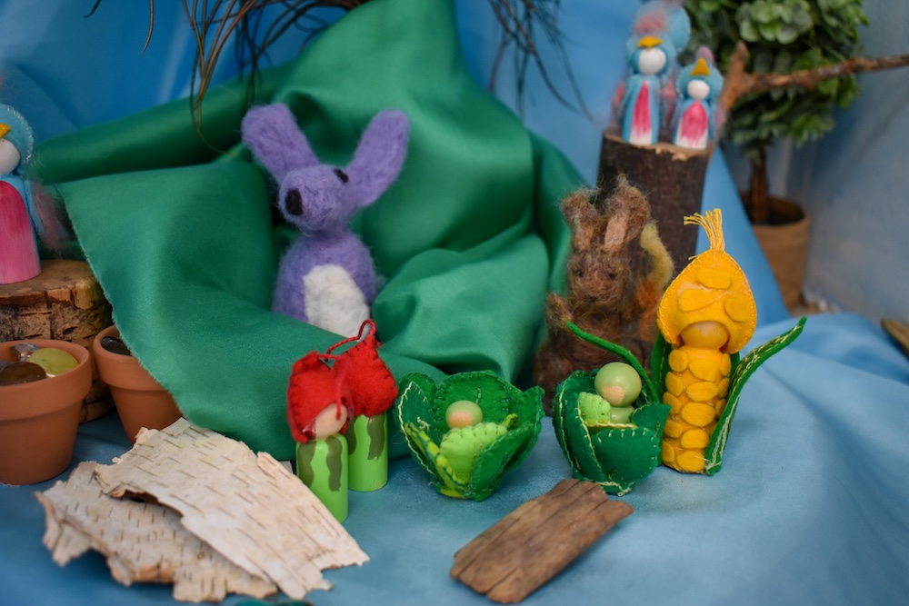 rabbit toys on cloth