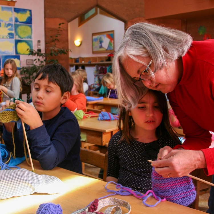 Students working on crafts project