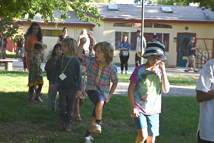 Kids outside on lawn